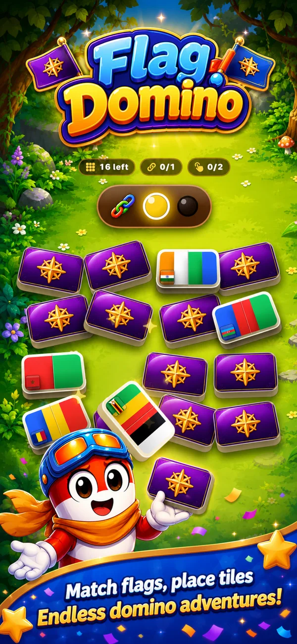 Domino Climb flag-matching puzzle in FlagDash