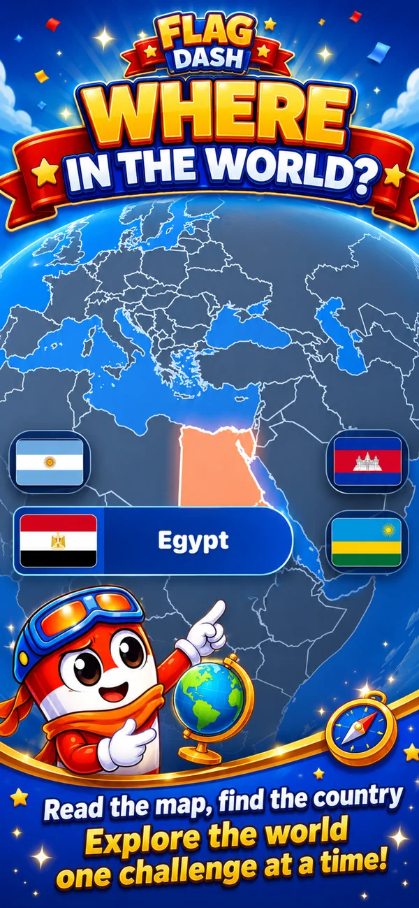 Where in the World map challenge in FlagDash