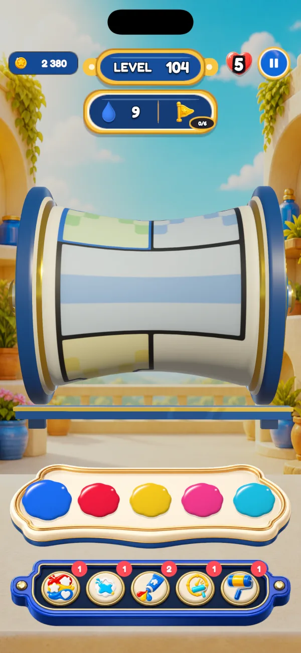 An hourglass-shaped drum pinched in the middle in Chromaroll